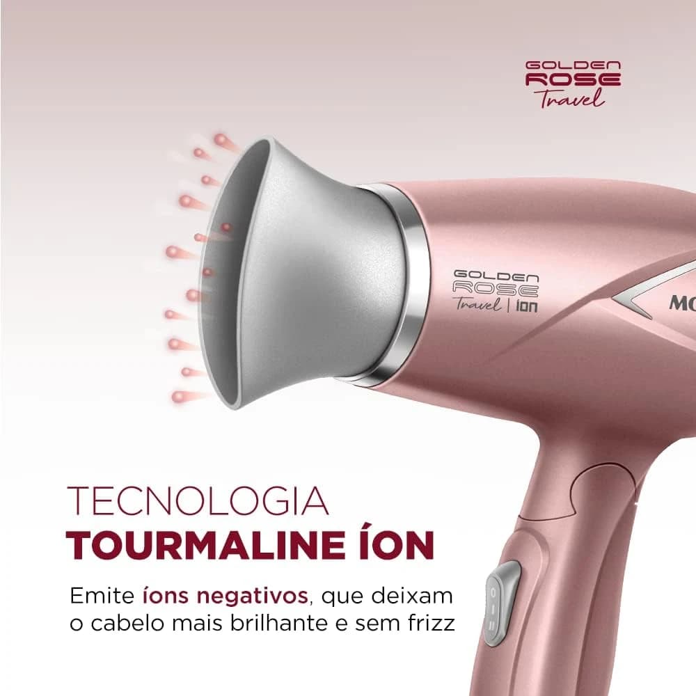 Secador de Cabelos Travel, Mondial, Golden Rose, 1200W, Bivolt - SC-47-GR