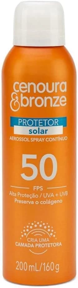 Cenoura e Bronze Protetor Solar Aerossol Cenoura E Bronze Fps50 200Ml
