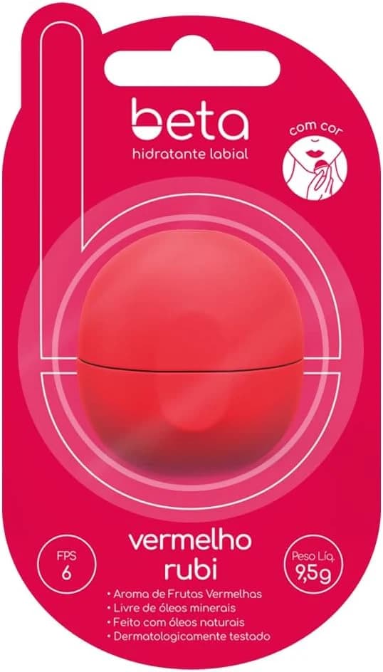 Beta Hidratante Labial com Cor - Frutas Vermelhas Vermelho Rubi 9,5g